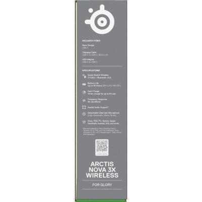 Kufje gaming SteelSeries Arctis Nova 3X Wireless, USB C, për Xbox dhe PC, të zeza