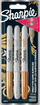 Markera Sharpie Metallic, set 3 copë, majë e hollë, ari argjend kafe