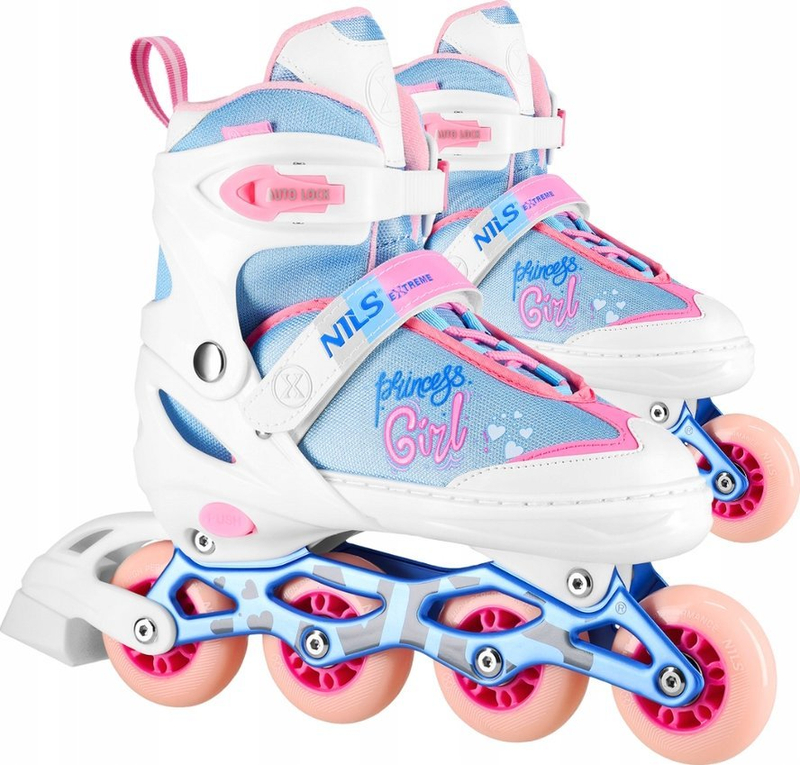 Rrota inline Nils Extreme NA18168A, rekreative, të rregullueshme 35-38, të bardha