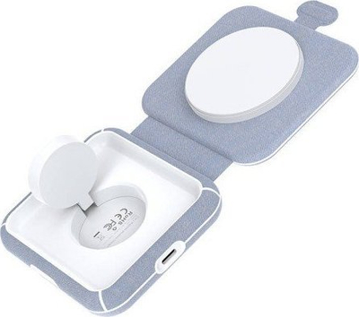 Karikues wireless Choetech T323, 2 në 1 MagSafe MFI, 15W, blu e hapur me të bardhë