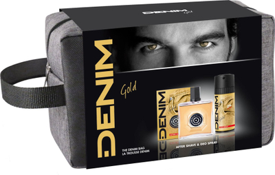 Сет козметика Denim Gold, after shave 100 ml, дезодоранс спреј 150 ml, со несесер