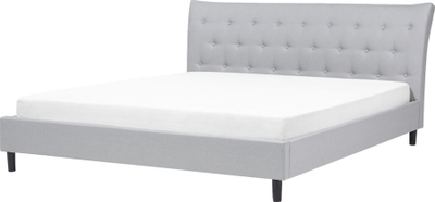 Krevati Beliani Saverne, Super King 180 x 200 cm, tekstil, gri e hapur