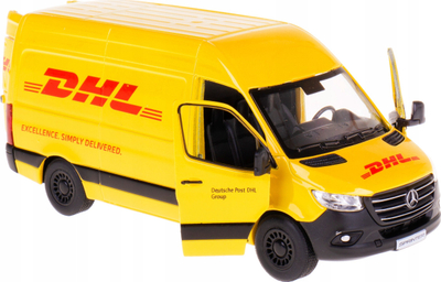 Autobus lodër Kinsmart Mercedes Benz Sprinter DHL, 12 cm, 1:36, metalik i verdhë