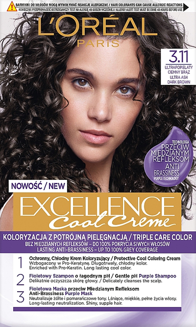 Ngjyrë për flokë Excellence, 3.11 Cool Ultra Ash Dark Brown
