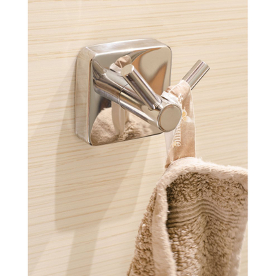Varëse dyshe peshqirësh Kapiton Quattro, vetëngjitëse 3M, çelik inox, krom i lustruar