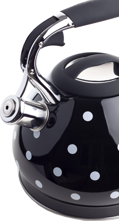 Çajnik Berretti Cornelia, 3L, inox, për induksion dhe gaz, i zi me pika të bardha