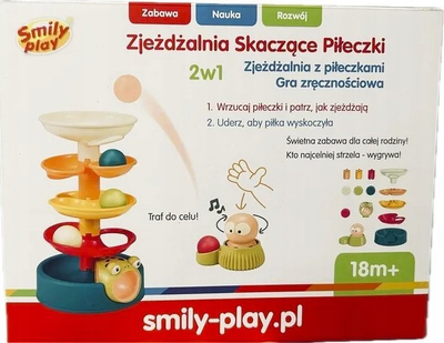 Loja edukative Smily Play Slide Bouncing Balls 2 in 1 SP84959 AN01, për fëmijë 18 muaj+, shumëngjyrëshe