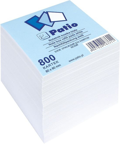 Bllok kartele shënimesh Patio Refill Insert, 80×80mm, 800 fletë, i bardhë