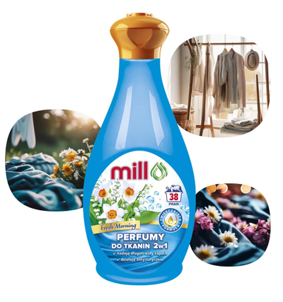 Parfum pëlhurash Mill Fresh Morning 2in1, 760ml, 38 larje, blu