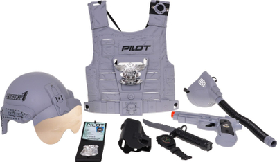 Set lodrash piloti YUE QIANG Ace Pilot A006, helmetë edhe jelek, aksesore piloti, gri