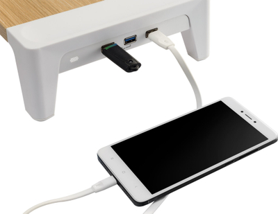 Bazament monitori InLine Stand Plus, 8 cm, 2x USB 3.2 Gen1 edhe QC3, dru panje