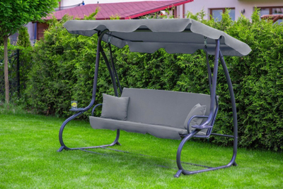 Shtrat lëkundës kopshti La Veranda DeLuxe, 3 persona, i palosshëm, gri