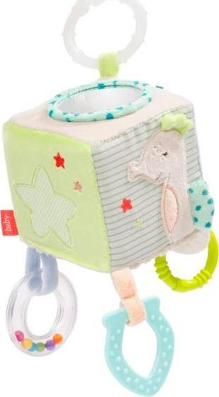 Коцка за активност Fehn Sea Children, со ѕвонче и огледало, со алка за закачување, шарена