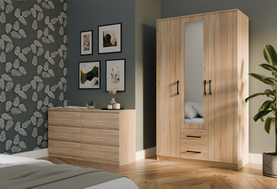 Dollap garderobe Romana 120, me pasqyrë, 120x52x205 cm, sonoma oak