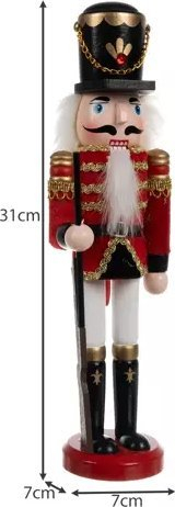 Figurinë zbukuruese Nutcracker Christmas, 30cm, dru, shumëngjyrëshe