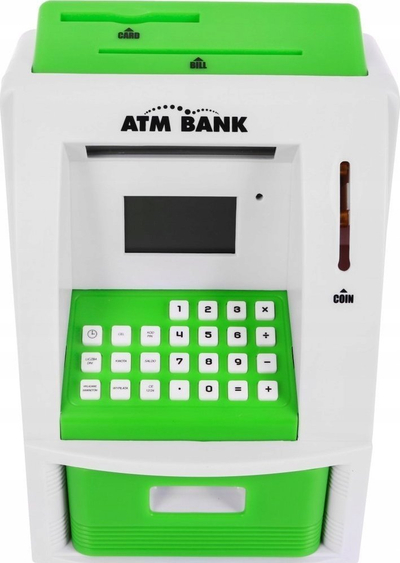 Arkë kursimi ATM Little Banker, lodër edukative për kalamaj, me kartë banke, me shumë ngjyra