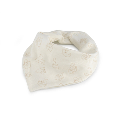 Podbradak bebe Kenguru Gold Bandana, pambuk organik, print i plotë, e bardhë e çelët