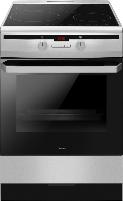 Stofë elektrike Amica 6118IE2.376HTaDp Xx, me induksion 60 cm, furrë 77L, inox me të zezë