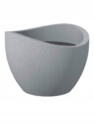 Vazo dekorative Scheurich Wave Globe 50 cm, plastike, për jashtë edhe për mrena, gri guri