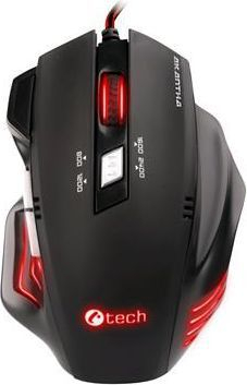 Гејминг глушец C-TECH GM-01R Akanthou, 2400 DPI, со црвено ЛЕД осветлување, црн