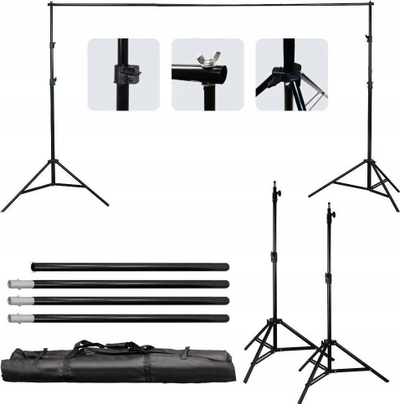 Set studio MASSA Atelier, stativ për sfond 210-304cm, 4 kapëse, me çantë