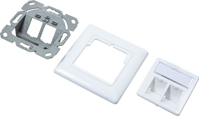 Ѕиден приклучок за мрежа LogiLink NK4020, 2x RJ-45, 80x80 mm, бел