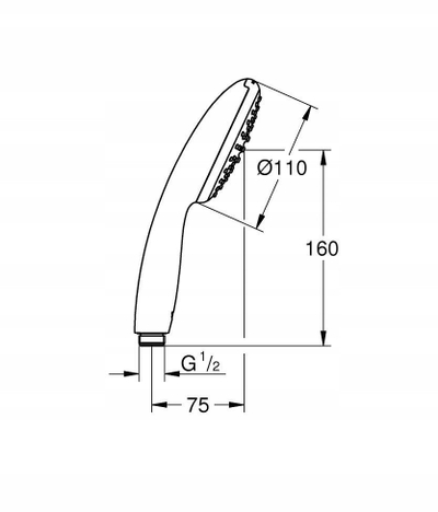 Dush dore Grohe Tempesta 27852003, rrjedhje e rregullueshme, krom