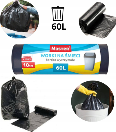 Thasë plehrash Master, 60L, 10 copë, të zinj