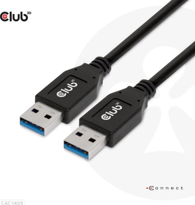 Kabllo USB Club 3D CAC-1525, USB 3.2 Gen1 Type A me Type A, 0.5 m, e zezë