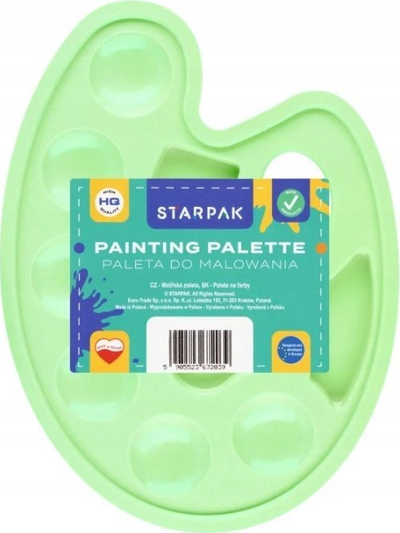 Paletë plastike pikture Starpak me ndarje, jeshile pastel