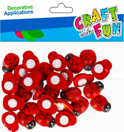 Set dekorativ Craft with Fun, buburreca druri me ngjitës 15mm, 25 copë