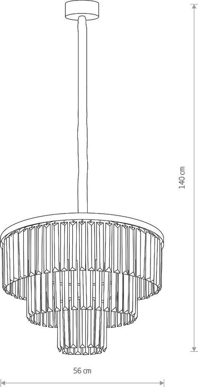 Llambadar varëse Nowodvorski Cristal, 56cm, kristal i tejdukshëm, argjend