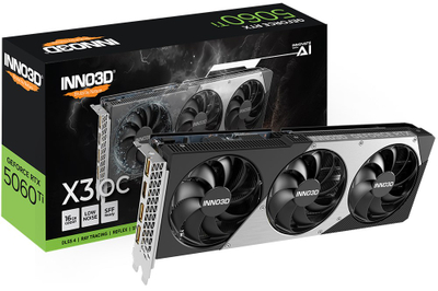 Графичка картичка INNO3D GeForce RTX 5060 Ti X3 OC, 16GB GDDR7, 3 вентилатори