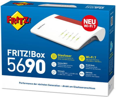 Ruter Box 5690 Wireless, Wi Fi 7 dual band, 2.5 Gigabit Ethernet, i kuq e bardhë