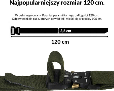 Rrip taktik Peterson Canvas, 120cm, kllapë metalike Quick Release, ngjyrë kaki