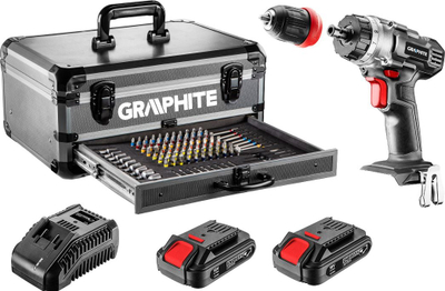 Vegël kaçavidë Graphite 58G022 PS15, 18V, 2x bateri 2Ah Li Ion, gri