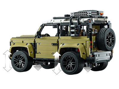 Set ndërtimi LEGO Technic 42110 Land Rover Defender, model makine off road, ulli me çati të bardhë