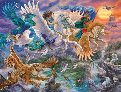 Puzzle Ravensburger Through the Air on Pegasus, 2000 copa, fantasy, shumëngjyrësh