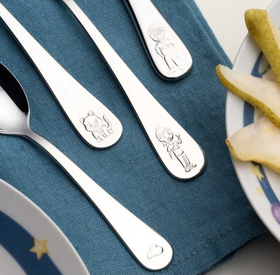 Set lugësh për fëmijë LEONARDO BAMBINI AVVENTURA, 4 copë, çelik inox, ngjyrë argjendi