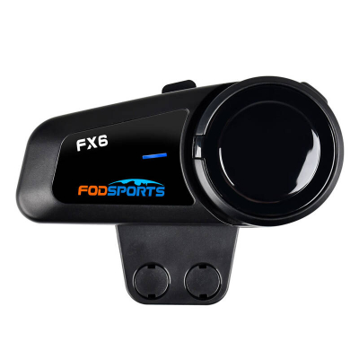 Interkom motoçiklete Fodsports FX6, paketim i dyfishtë, Bluetooth, i zi