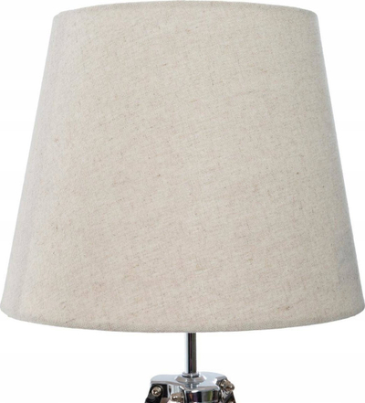 Lampë tavoline Runo H58, tripod bambu, abazhur bezhë prej tekstili