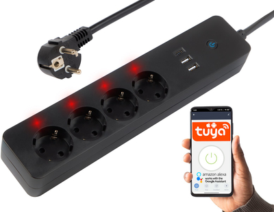 Shirit prizash smart Blow 98-423, WiFi Tuya, 4x Schuko 2x USB USB-C, 1.5m, i zi