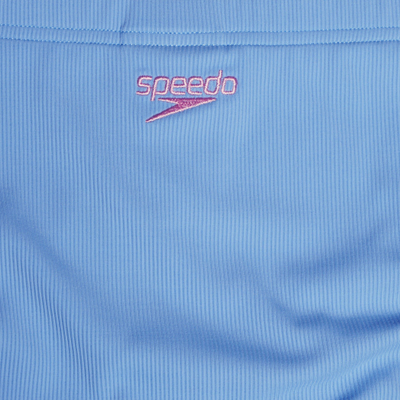 Kostum banje dy pjesësh për goca Speedo RIB 2PC, material i ricikluar, teksturë ribbed, blu e çelët