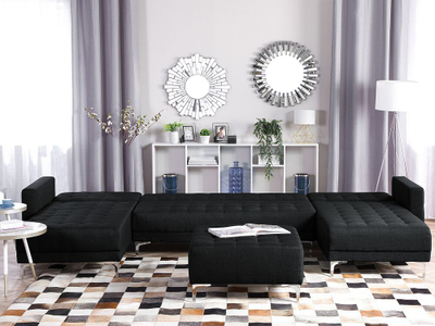 Divan kënd ABERDEEN, modular 5 vendsh, në formë U, me stof gri grafit