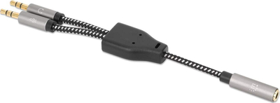 Kabllo adapter për kufje Ugreen, 3.5 mm audio edhe mikrofon, ndarës Y, ngjyrë e zezë me argjend