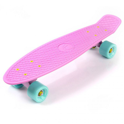 Skateboard Meteor Matt 23717, plastik, 56 cm, rozë me mint