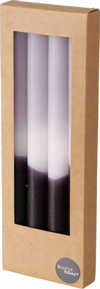 Qirinj dekorativë Boltze Simple Wax Candles, set me 4 copë, 25 cm, gri me të zezë