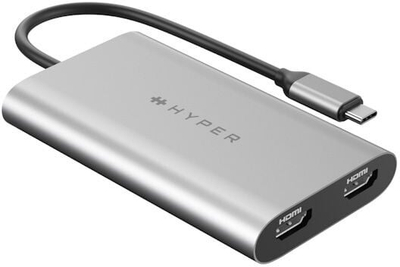 Përshtatës HyperDrive Dual HDMI - USB-C, i argjendtë
