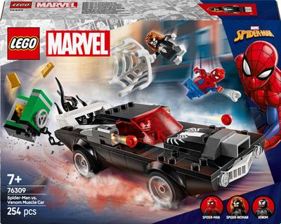 Set LEGO Spider-Man vs Venom Muscle Car, superheronj Marvel, për fëmijë, shumëngjyrësh