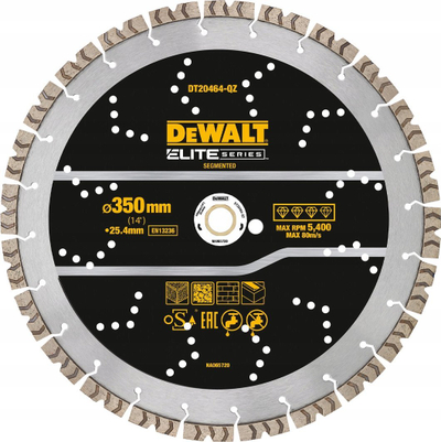 Rrotë prerëse diamanti DEWALT ELITE SERIES DT20464-QZ, 350mm, e segmentume